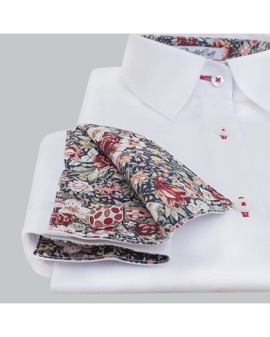 Женская рубашка под запонки белая Non-Iron - 5107 от DoubleCuff 