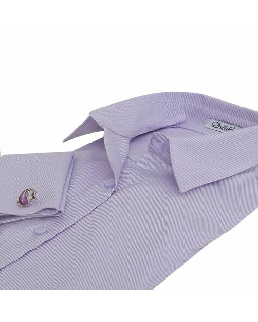 Женская рубашка под запонки фиолетовая Non-Iron - 5113 от DoubleCuff 
