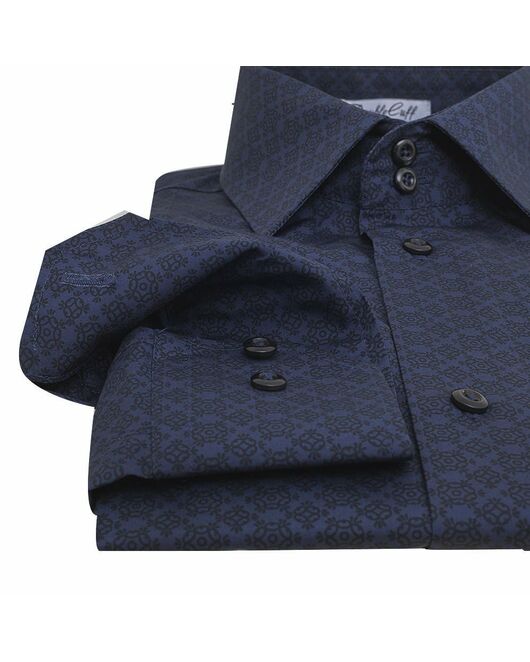 Мужская рубашка темно-синяя под пуговицы - 7610 от DoubleCuff 