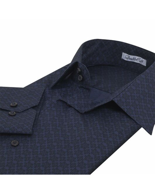 Мужская рубашка темно-синяя под пуговицы - 7610 от DoubleCuff 