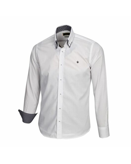 Мужская рубашка белая с двойным воротником под пуговицы PlusSize - 5125 от Tonelli 