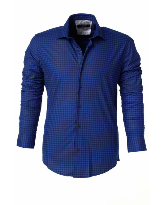 Мужская рубашка в клетку темно-синяя - 5133 от Bawer 