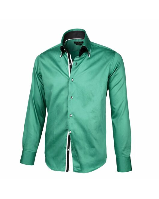 Мужская рубашка зеленая приталенная под пуговицы - 986 от Tonelli 